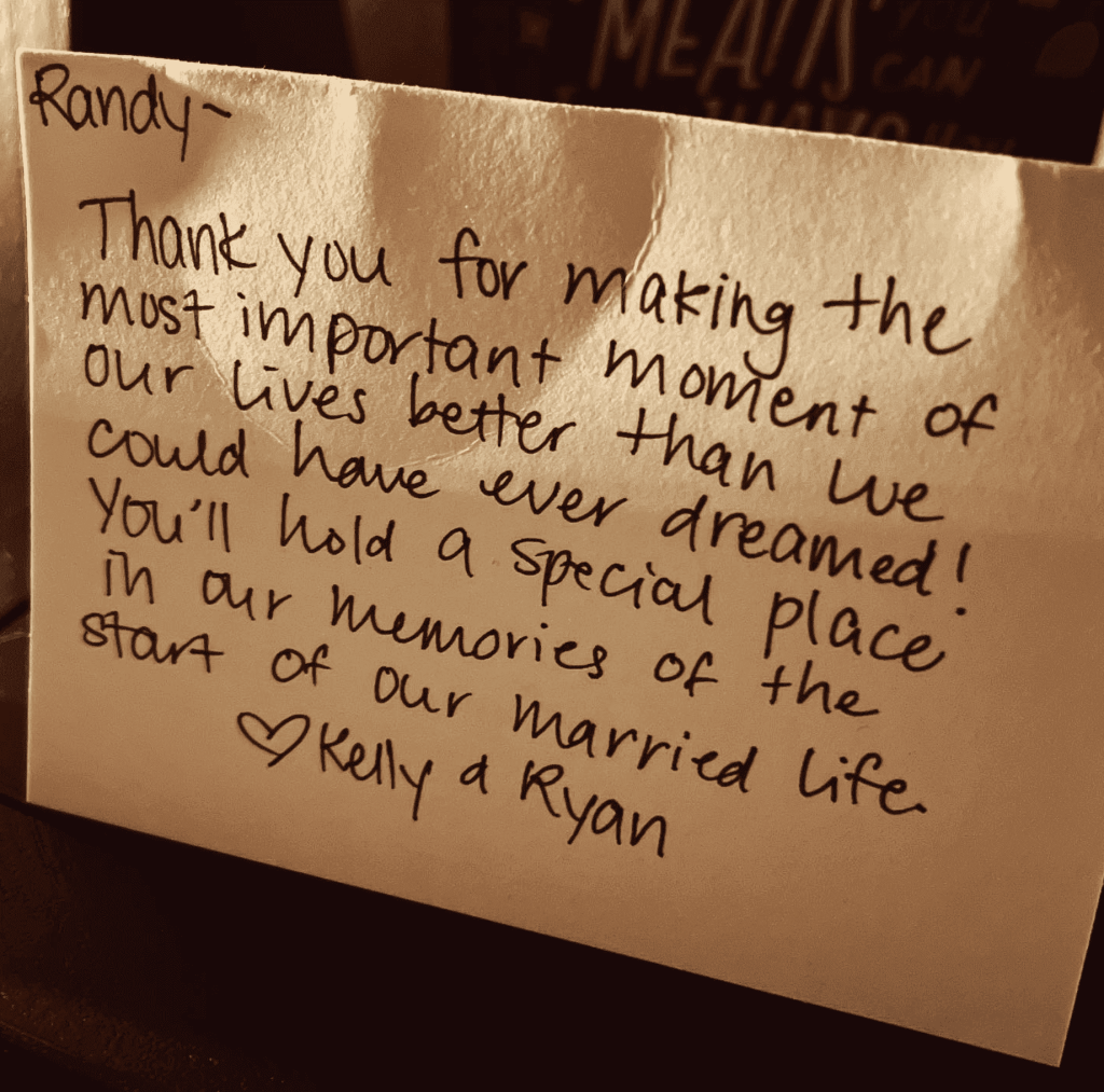 Love note from Kelly and Ryan